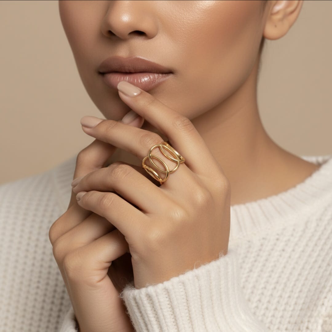 Saachu Bling - Bold Geometric Adjustable Gold Ring